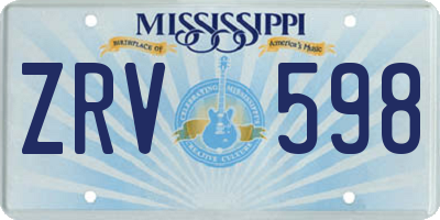 MS license plate ZRV598