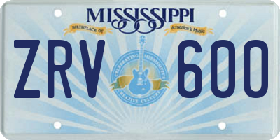 MS license plate ZRV600
