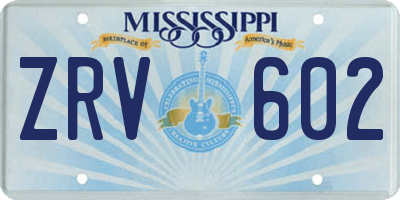MS license plate ZRV602