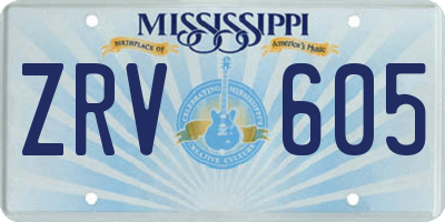 MS license plate ZRV605