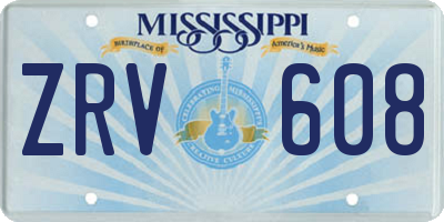 MS license plate ZRV608