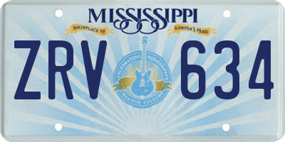 MS license plate ZRV634