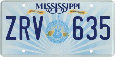 MS license plate ZRV635
