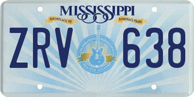 MS license plate ZRV638