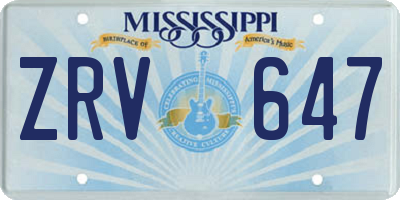 MS license plate ZRV647