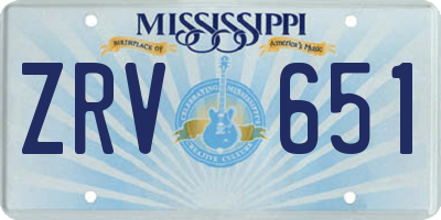 MS license plate ZRV651