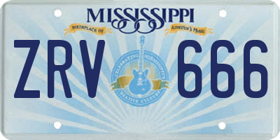 MS license plate ZRV666