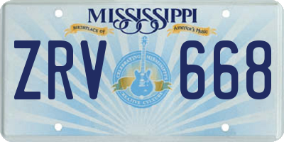 MS license plate ZRV668
