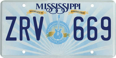 MS license plate ZRV669