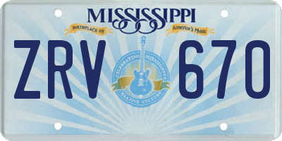MS license plate ZRV670