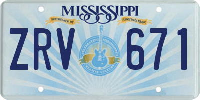 MS license plate ZRV671