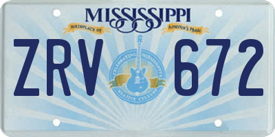 MS license plate ZRV672