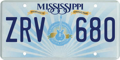 MS license plate ZRV680