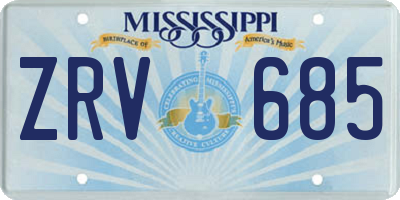 MS license plate ZRV685