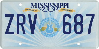 MS license plate ZRV687