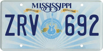 MS license plate ZRV692