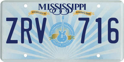 MS license plate ZRV716