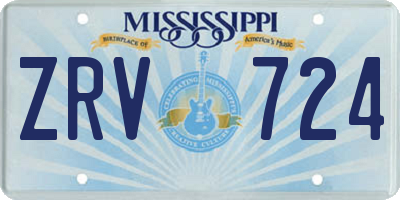MS license plate ZRV724
