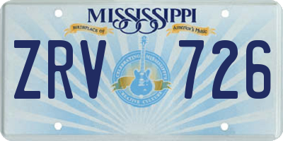 MS license plate ZRV726