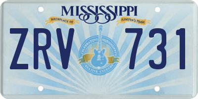 MS license plate ZRV731
