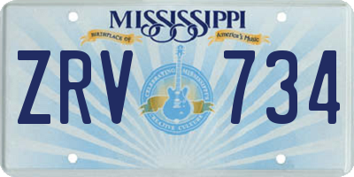 MS license plate ZRV734