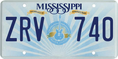 MS license plate ZRV740