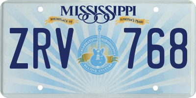MS license plate ZRV768