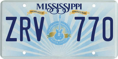 MS license plate ZRV770