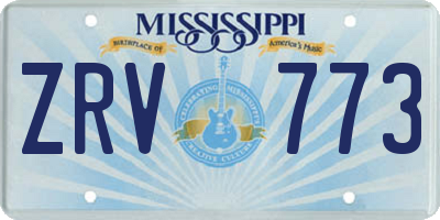 MS license plate ZRV773