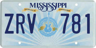 MS license plate ZRV781