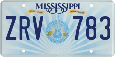 MS license plate ZRV783