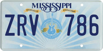 MS license plate ZRV786