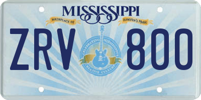 MS license plate ZRV800