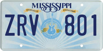 MS license plate ZRV801
