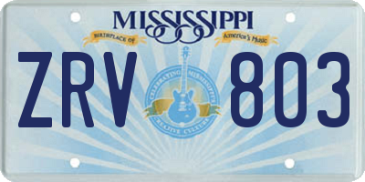 MS license plate ZRV803