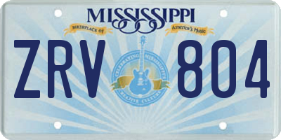 MS license plate ZRV804