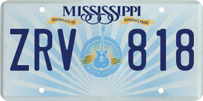 MS license plate ZRV818