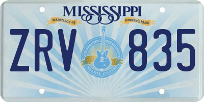 MS license plate ZRV835