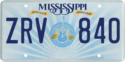 MS license plate ZRV840