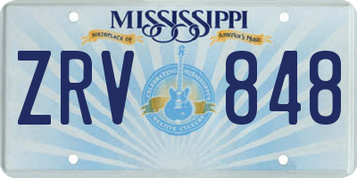 MS license plate ZRV848