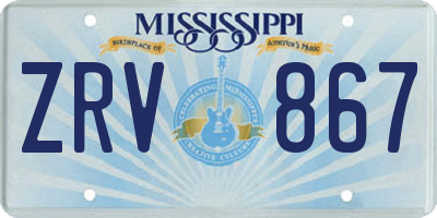 MS license plate ZRV867