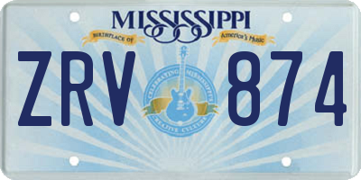 MS license plate ZRV874