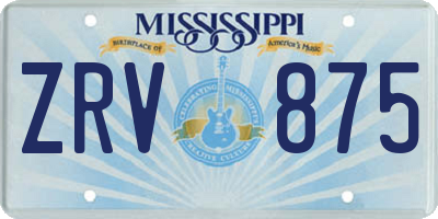 MS license plate ZRV875