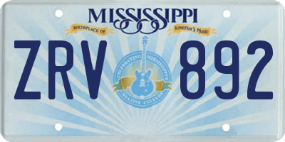 MS license plate ZRV892