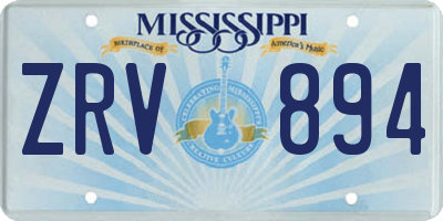 MS license plate ZRV894