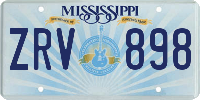 MS license plate ZRV898