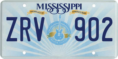 MS license plate ZRV902