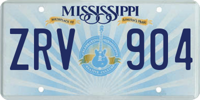 MS license plate ZRV904