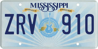MS license plate ZRV910
