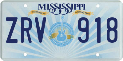 MS license plate ZRV918